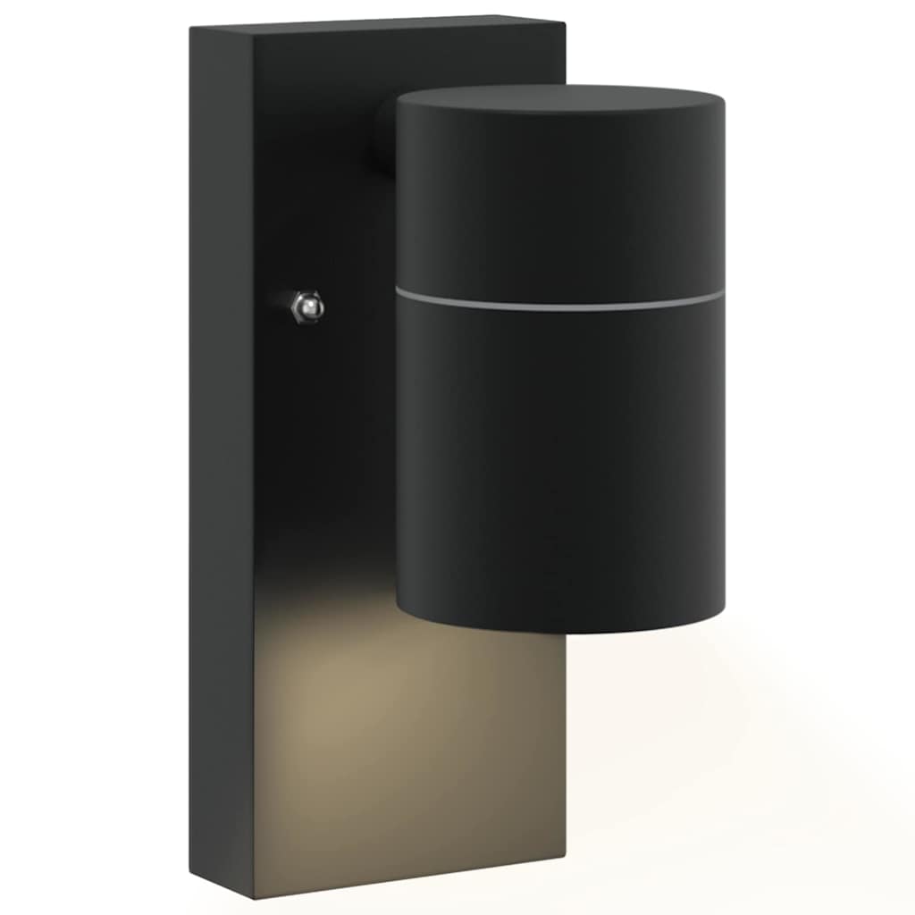 Applique murale extérieure noire 6,5 x 10,5 x 16 cm acier inoxydable et verre
