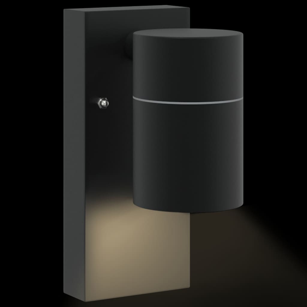 Applique murale extérieure noire 6,5 x 10,5 x 16 cm acier inoxydable et verre