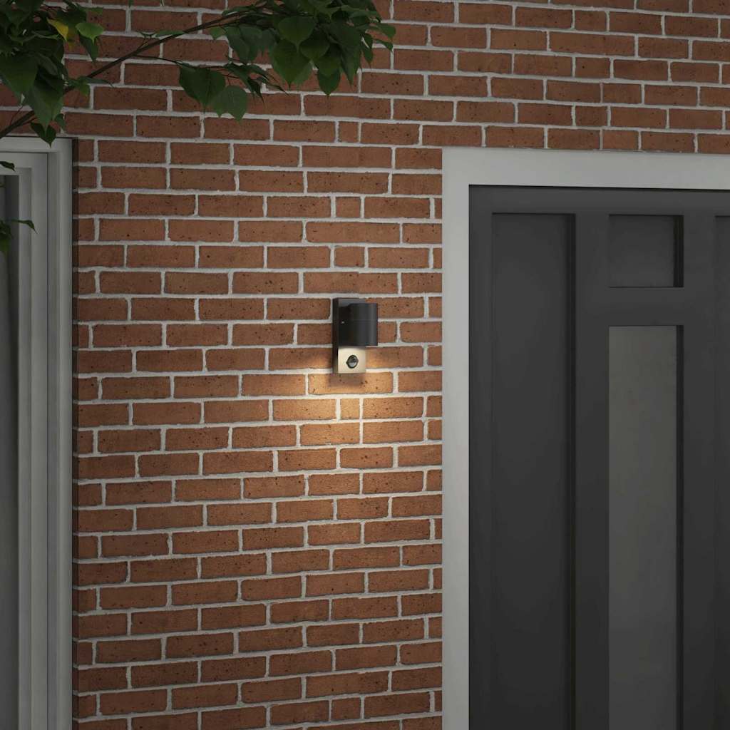 Applique murale noire 6,5 x 10,5 x 16 cm acier inoxydable et verre