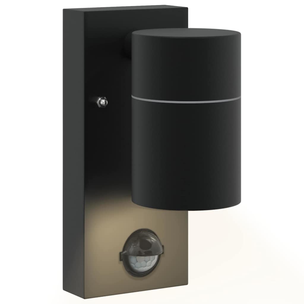 Applique murale noire 6,5 x 10,5 x 16 cm acier inoxydable et verre