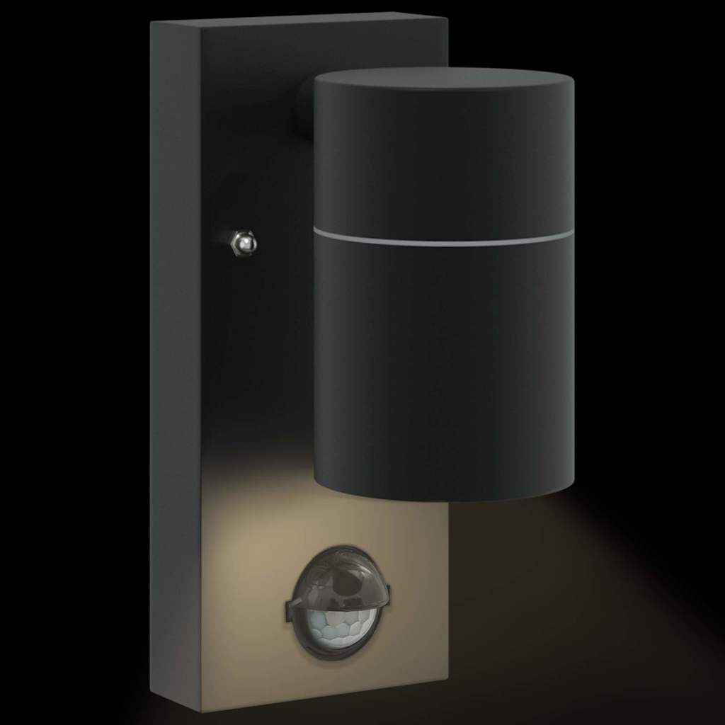 Applique murale noire 6,5 x 10,5 x 16 cm acier inoxydable et verre