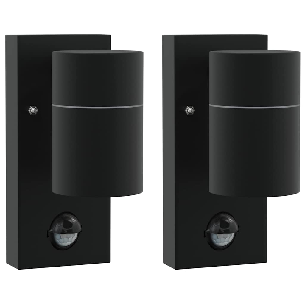 Applique murale extérieure 2 pcs noir 6,5 x 10,5 x 16 cm