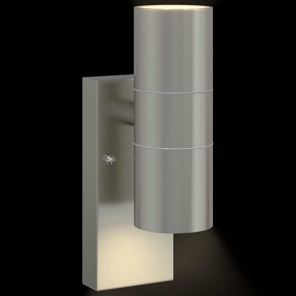 Außenwandleuchte 2 pcs Silber 7 x 10 x 22 cm Edelstahl und Glas