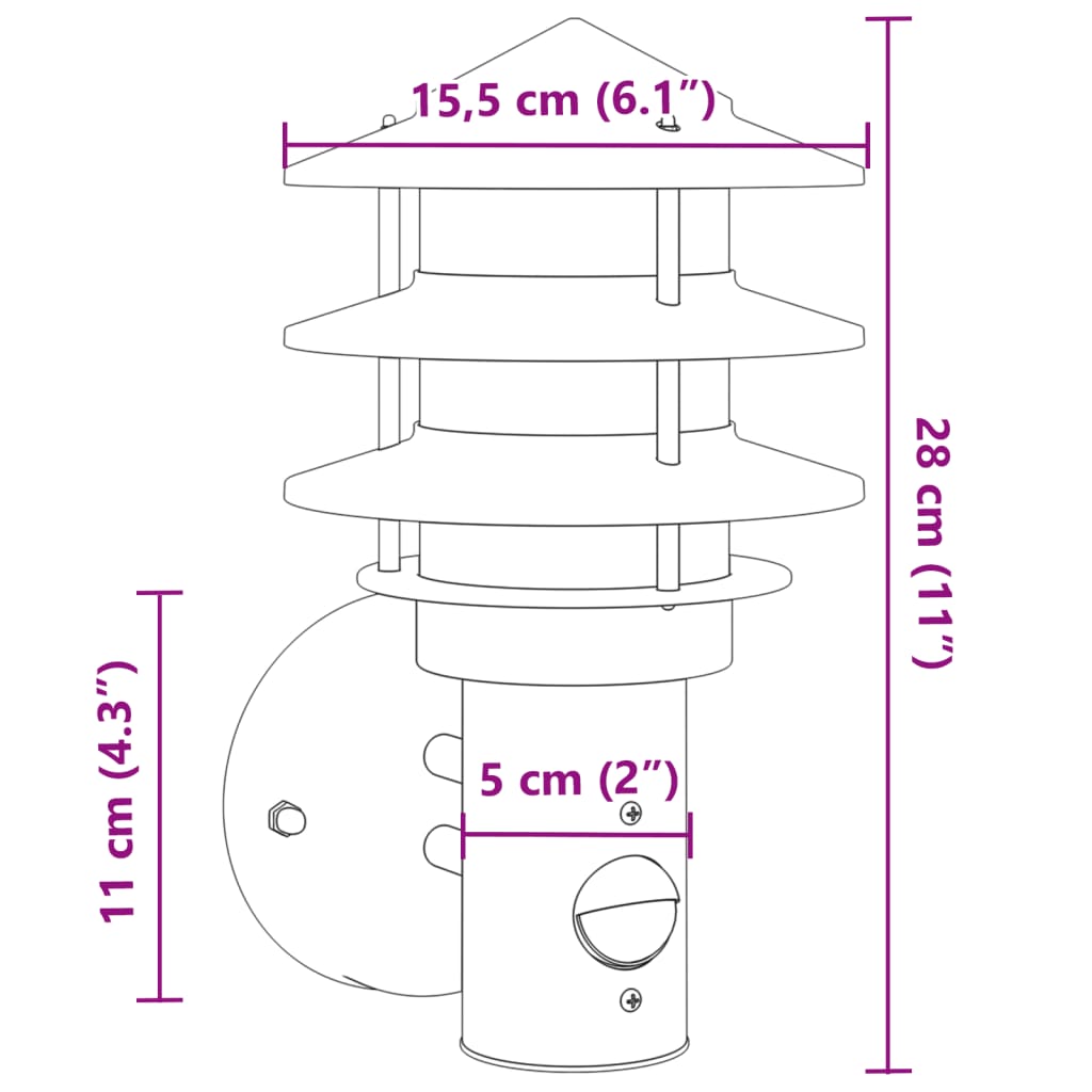 Appliques murales extérieures avec détecteur de mouvement 2 pcs. Argent Acier inoxydable