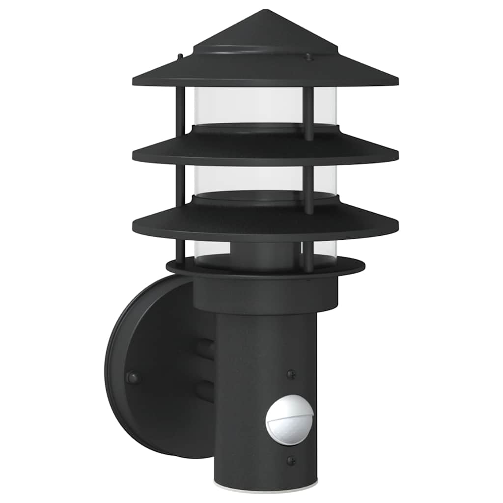 Outdoor Wall Light with Motion Sensor Black Stainless Steel