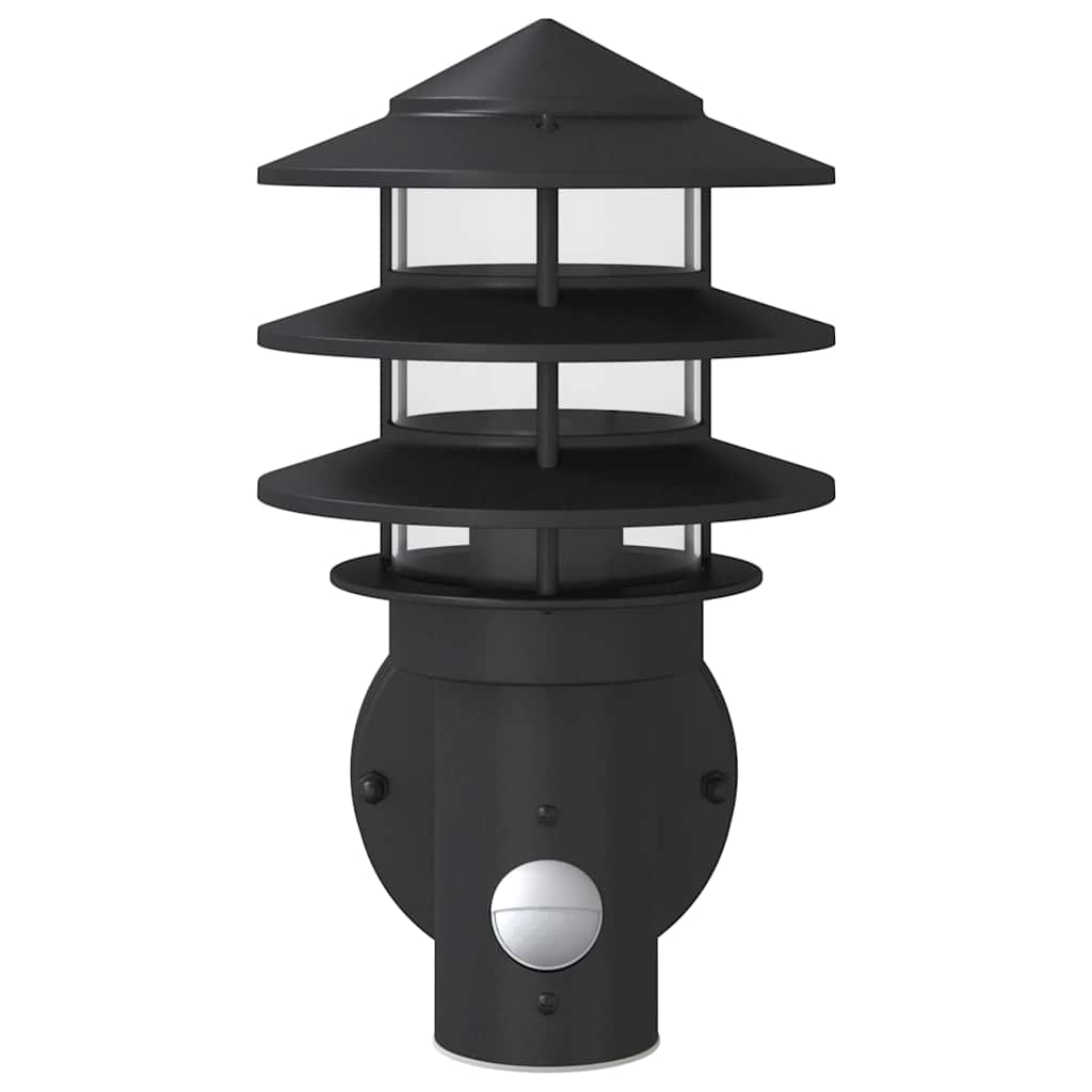 Outdoor Wall Light with Motion Sensor Black Stainless Steel