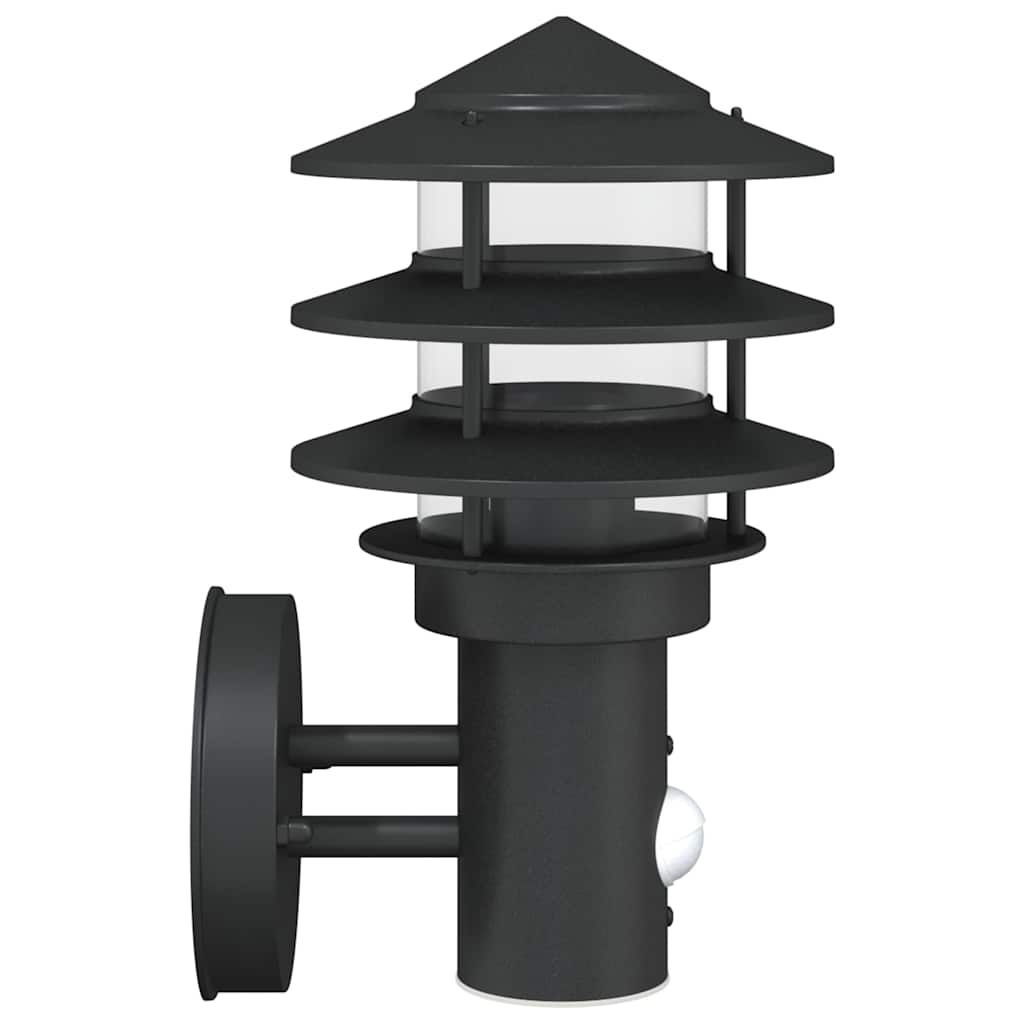 Outdoor Wall Light with Motion Sensor Black Stainless Steel