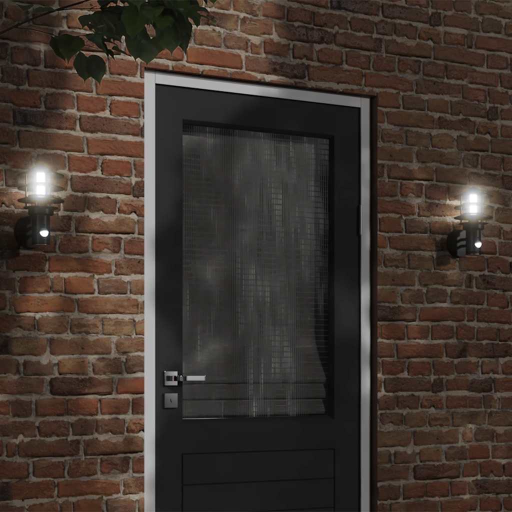 Outdoor Wall Light with Motion Sensor Black Stainless Steel