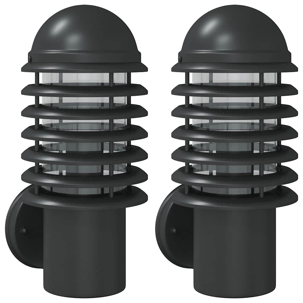 Outdoor Wall Lights, 2 pcs, Black Stainless Steel