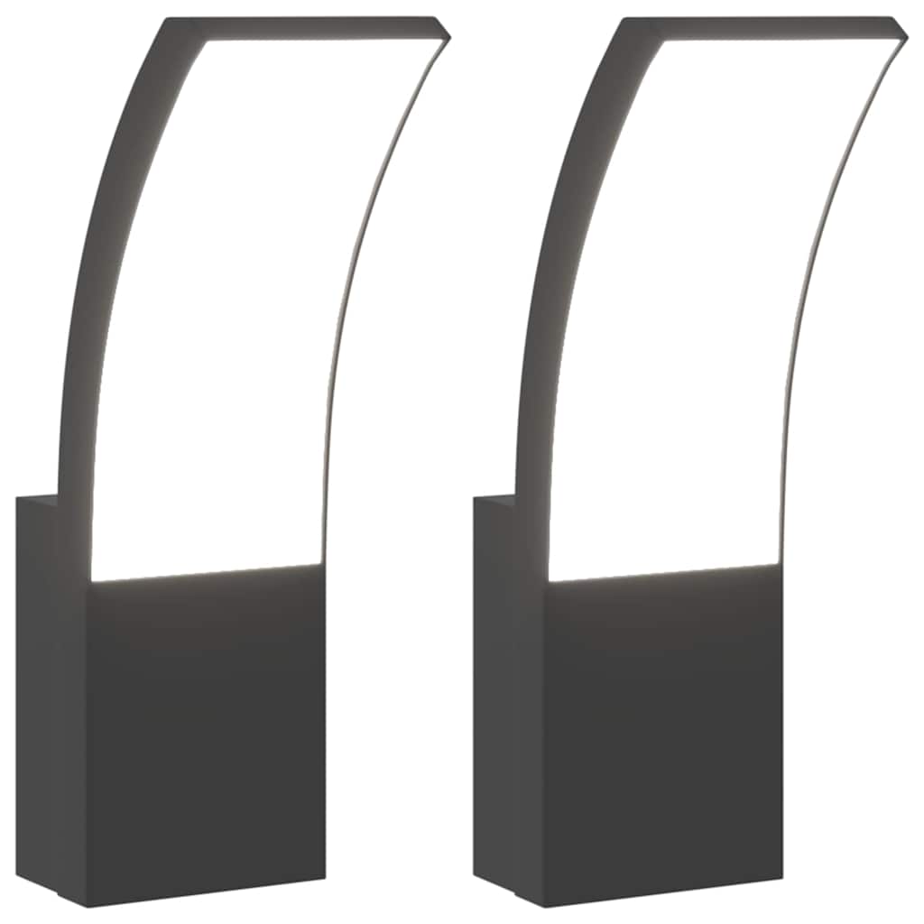 Appliques murales LED d'extérieur 2 pcs. Noir Aluminium moulé sous pression