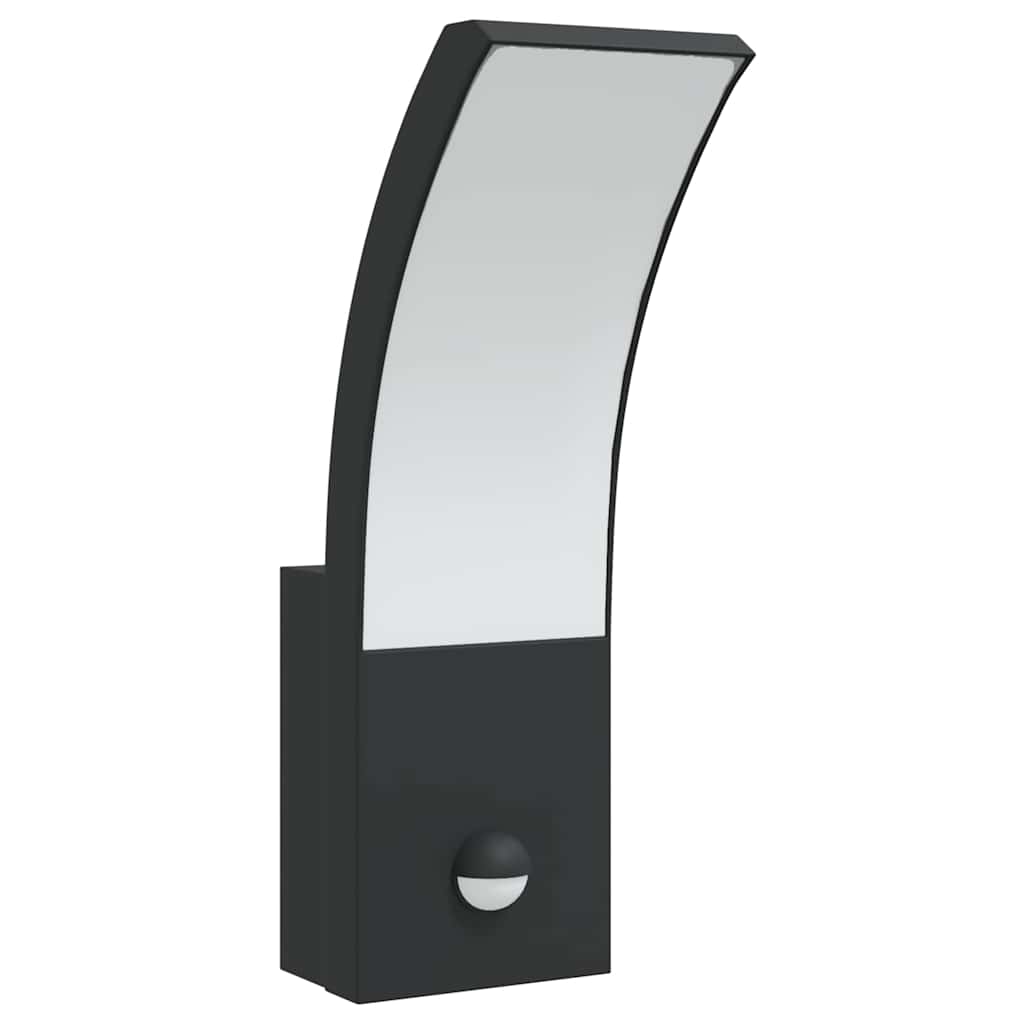 Appliques murales LED extérieures avec détecteur 2 pcs. Noir Fonte d'aluminium