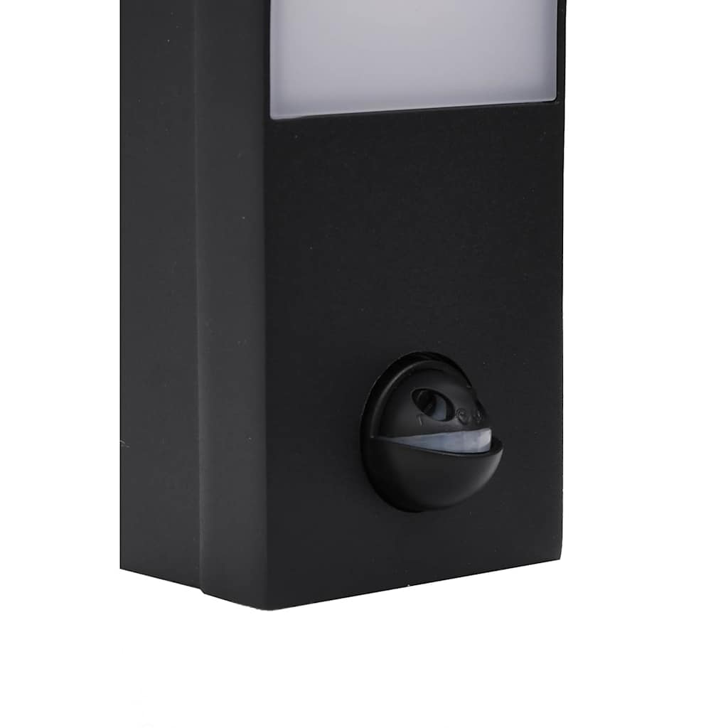 Appliques murales LED extérieures avec détecteur 2 pcs. Noir Fonte d'aluminium