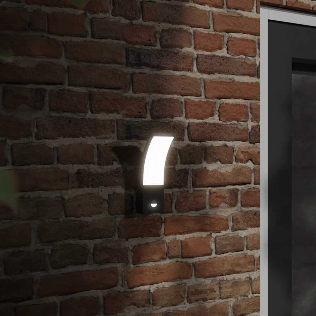 Appliques murales LED extérieures avec détecteur 2 pcs. Noir Fonte d'aluminium