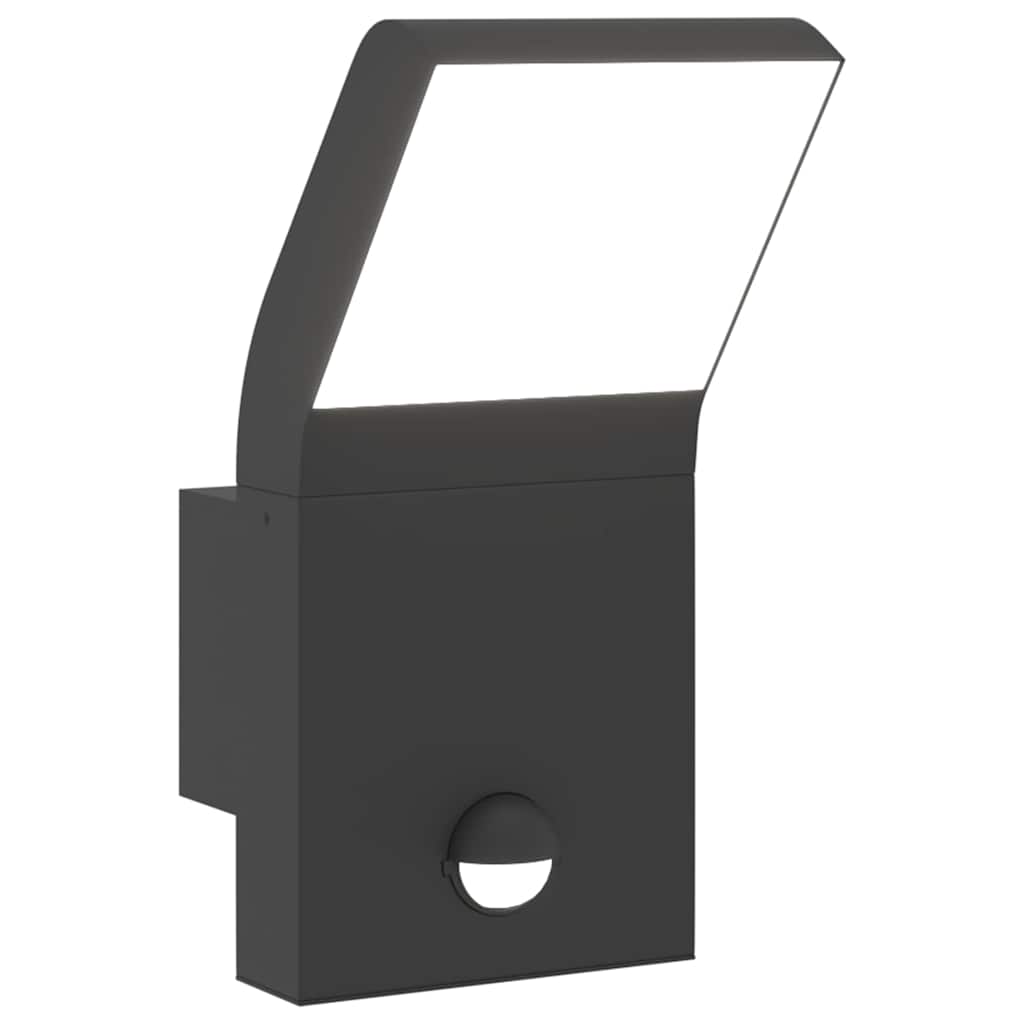 LED Outdoor Wall Light with Sensor Black Die-cast Aluminum