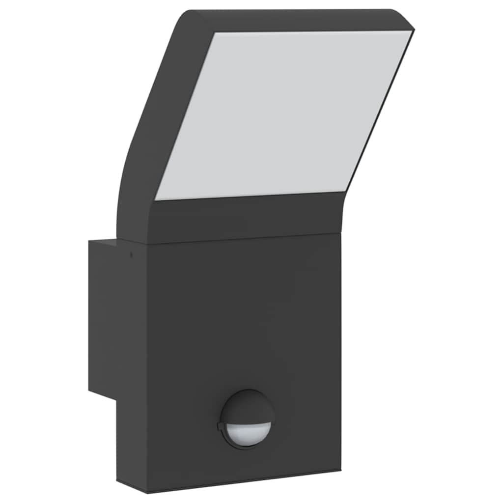 LED Outdoor Wall Light with Sensor Black Die-cast Aluminum