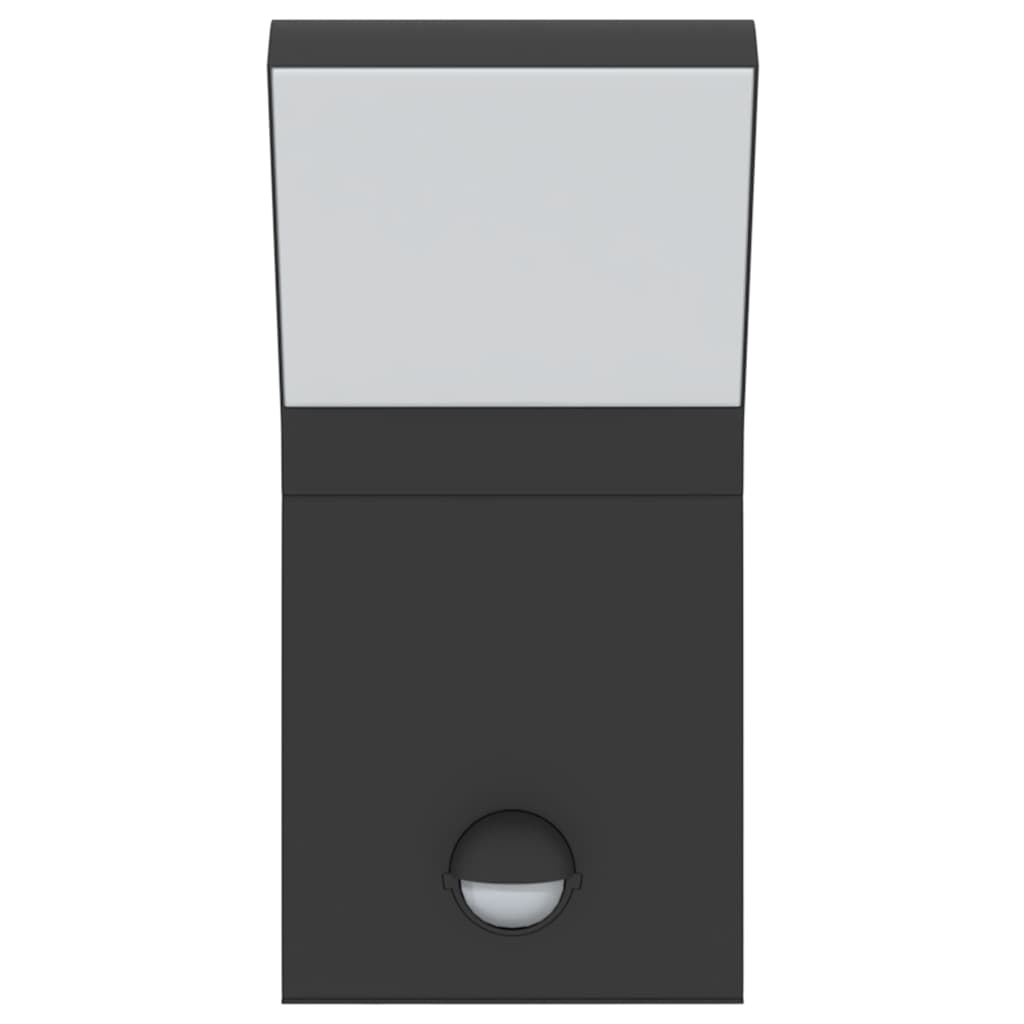 LED Outdoor Wall Light with Sensor Black Die-cast Aluminum