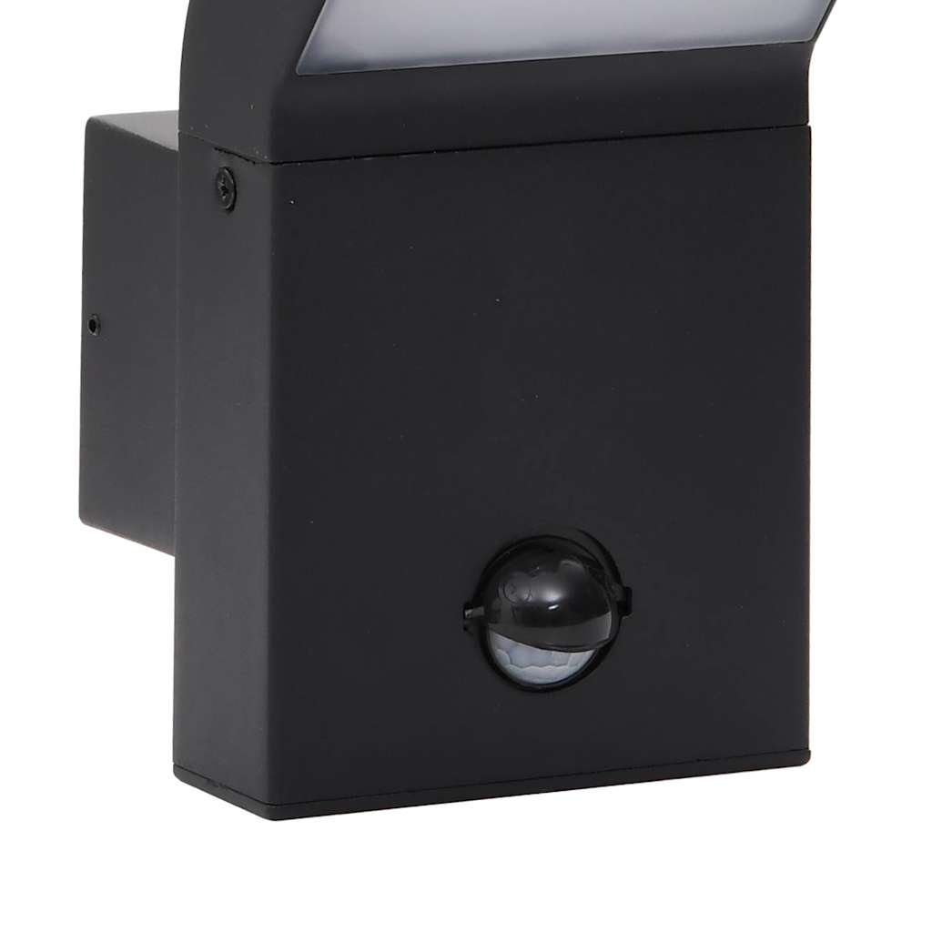 LED Outdoor Wall Light with Sensor Black Die-cast Aluminum