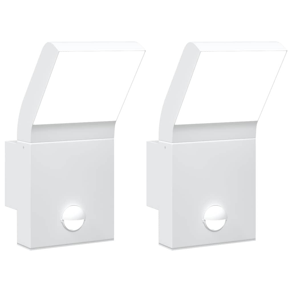 Appliques murales LED d'extérieur avec capteur 2 pièces Blanc Aluminium moulé sous pression