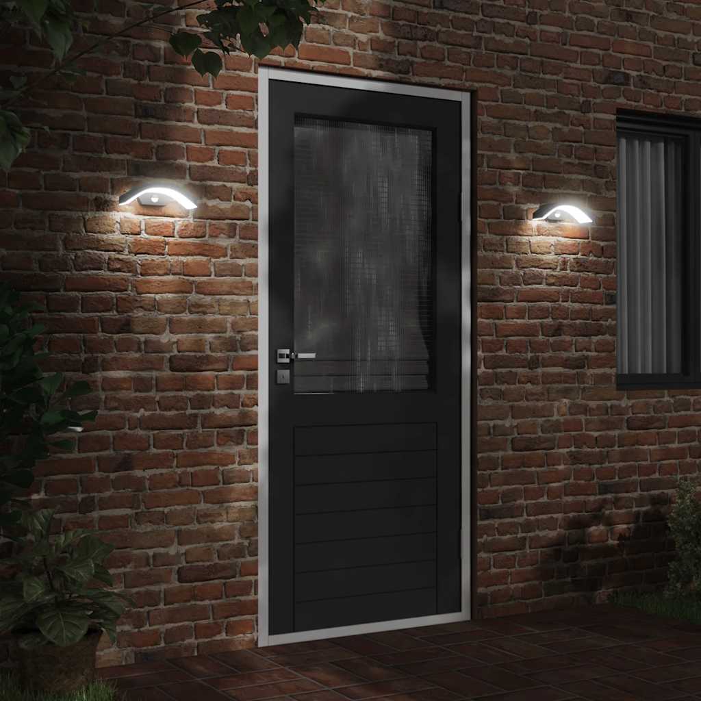 LED Outdoor Wall Light with Sensor Black Die-cast Aluminum