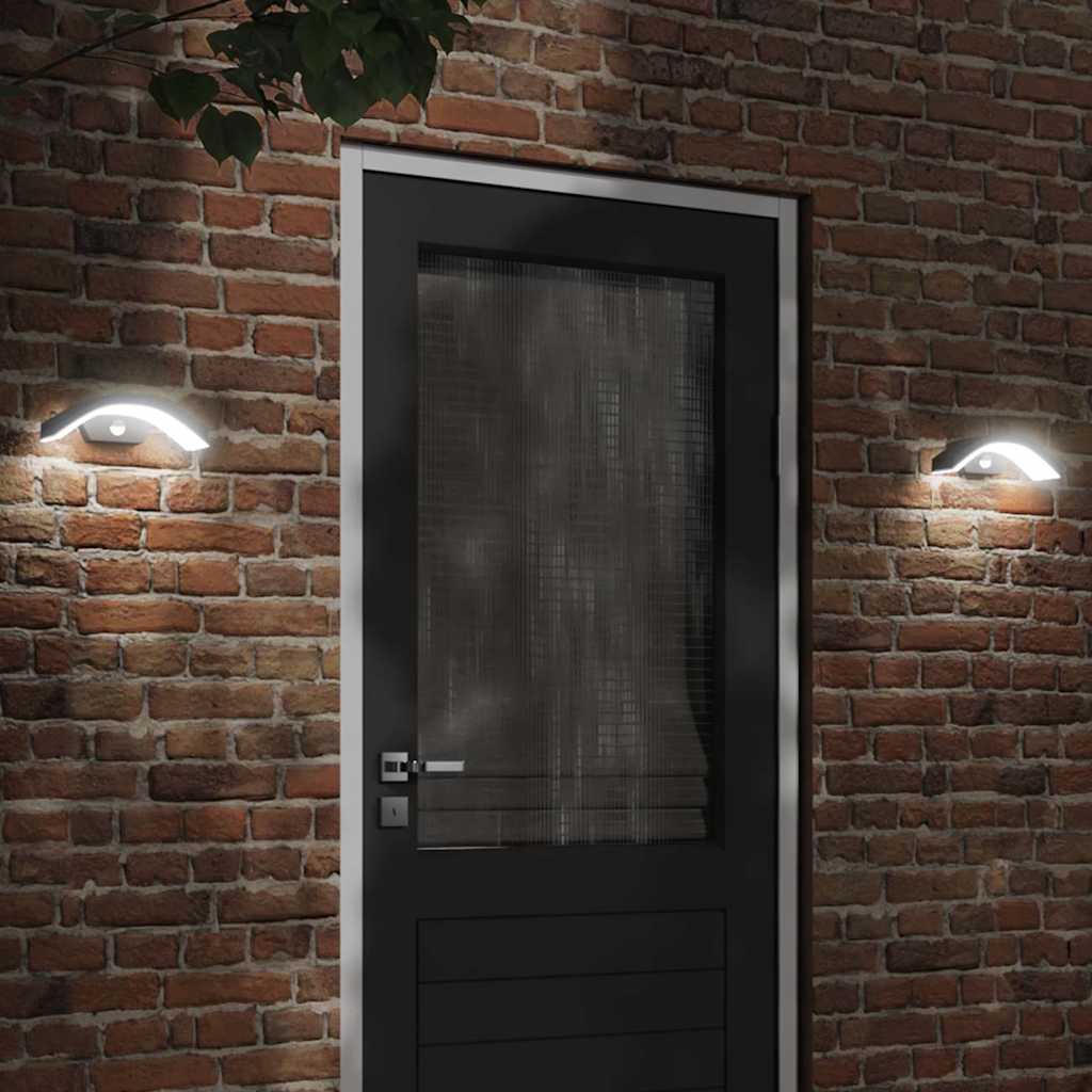 LED Outdoor Wall Light with Sensor Black Die-cast Aluminum