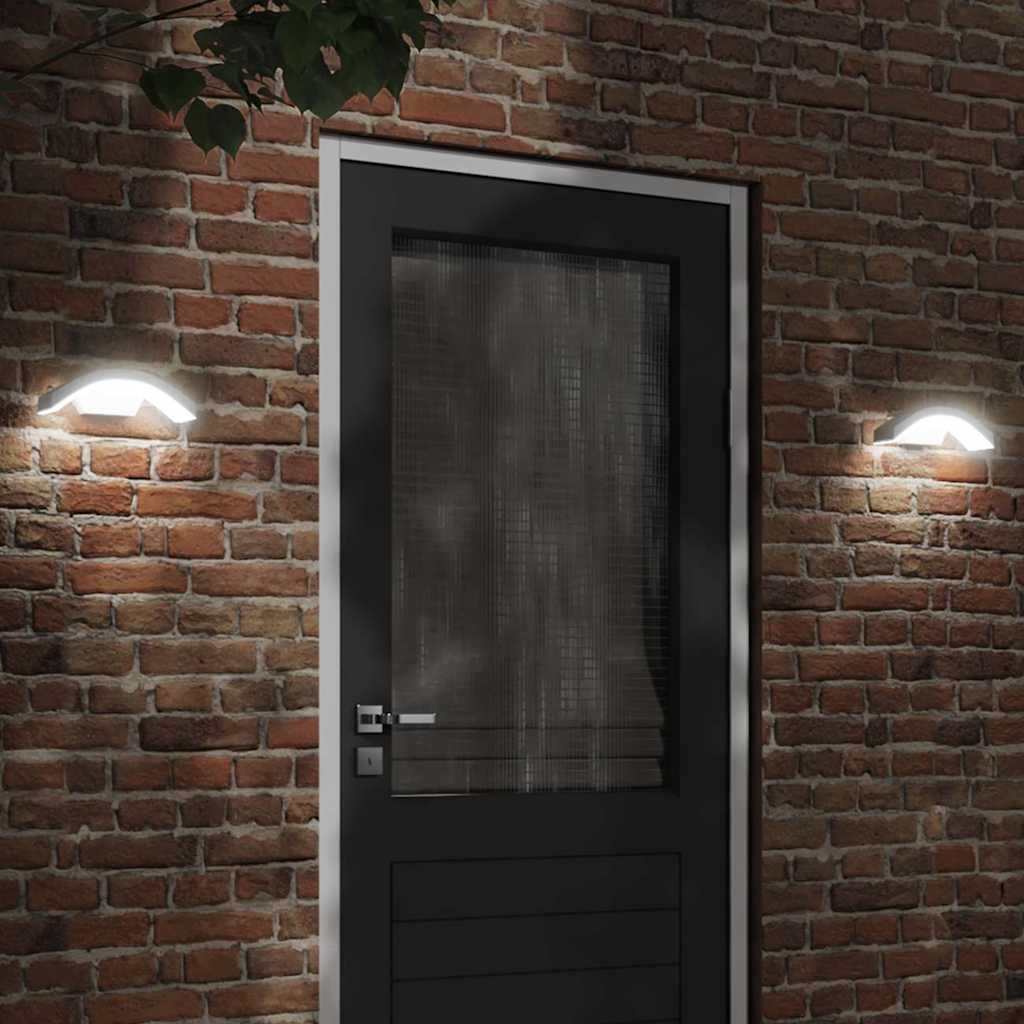 LED-Außenwandleuchten mit Sensor 2 Stk. Weiß Aludruckguss