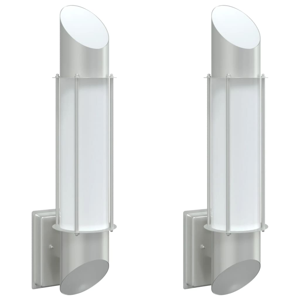 Outdoor wall lights 2 pcs. Silver stainless steel