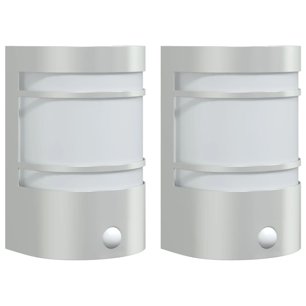 Outdoor Wall Lights with Motion Sensor 2 pcs. Silver Stainless Steel
