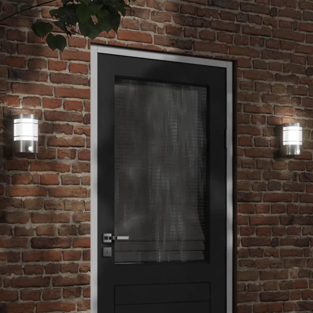Outdoor Wall Lights with Motion Sensor 2 pcs. Silver Stainless Steel