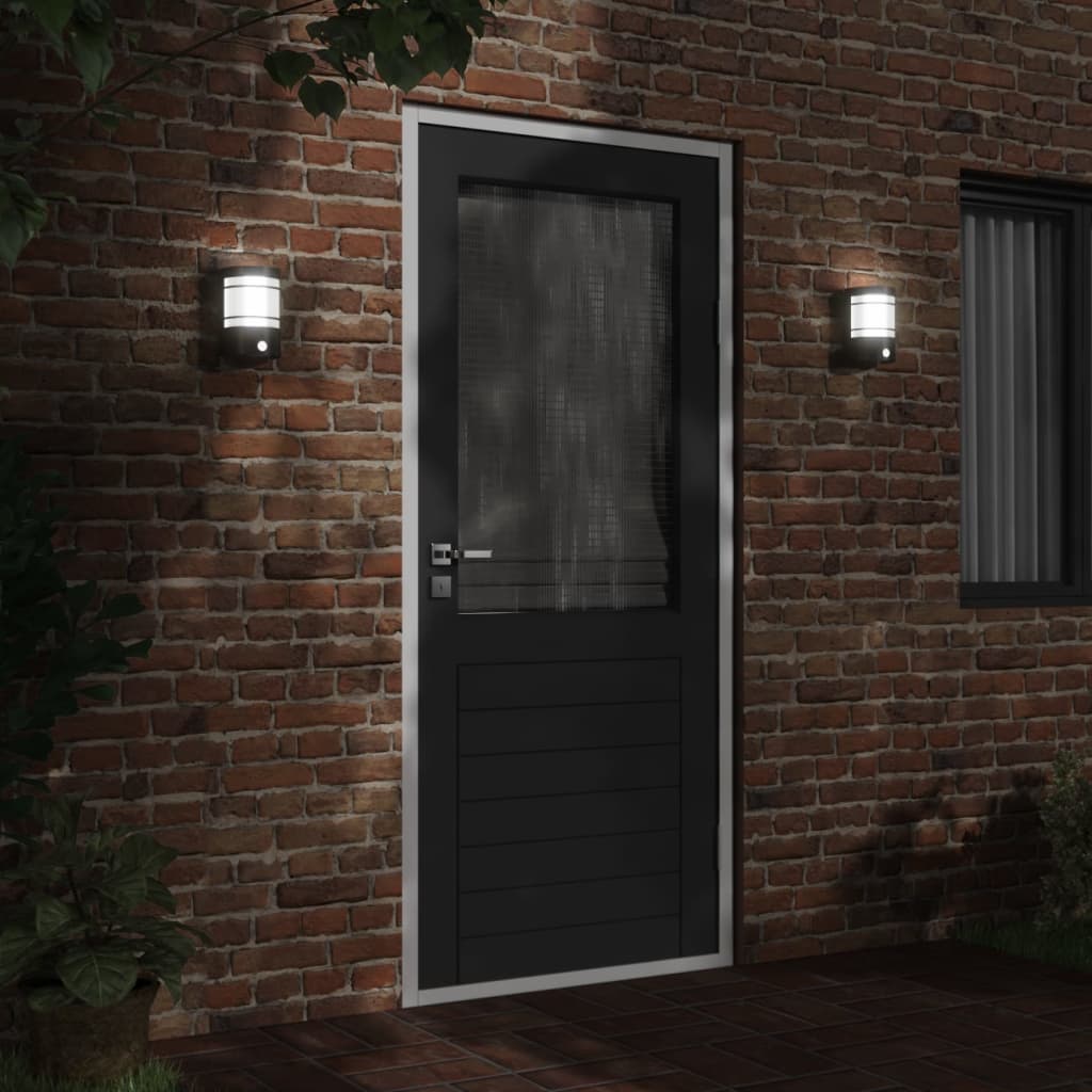 Outdoor Wall Light with Motion Sensor Black Stainless Steel