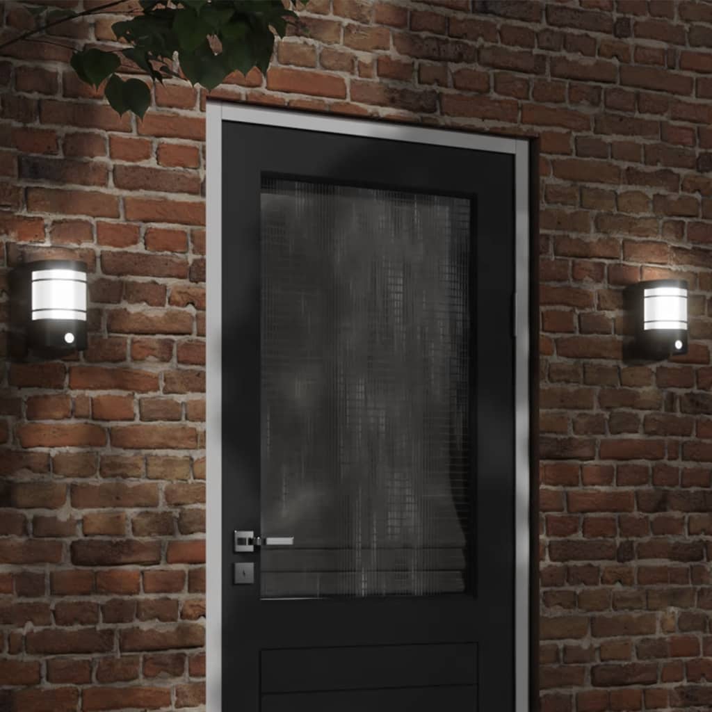 Outdoor Wall Light with Motion Sensor Black Stainless Steel