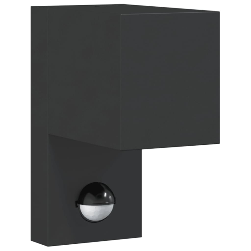 Outdoor Wall Light with Sensor Black Die-cast Aluminum