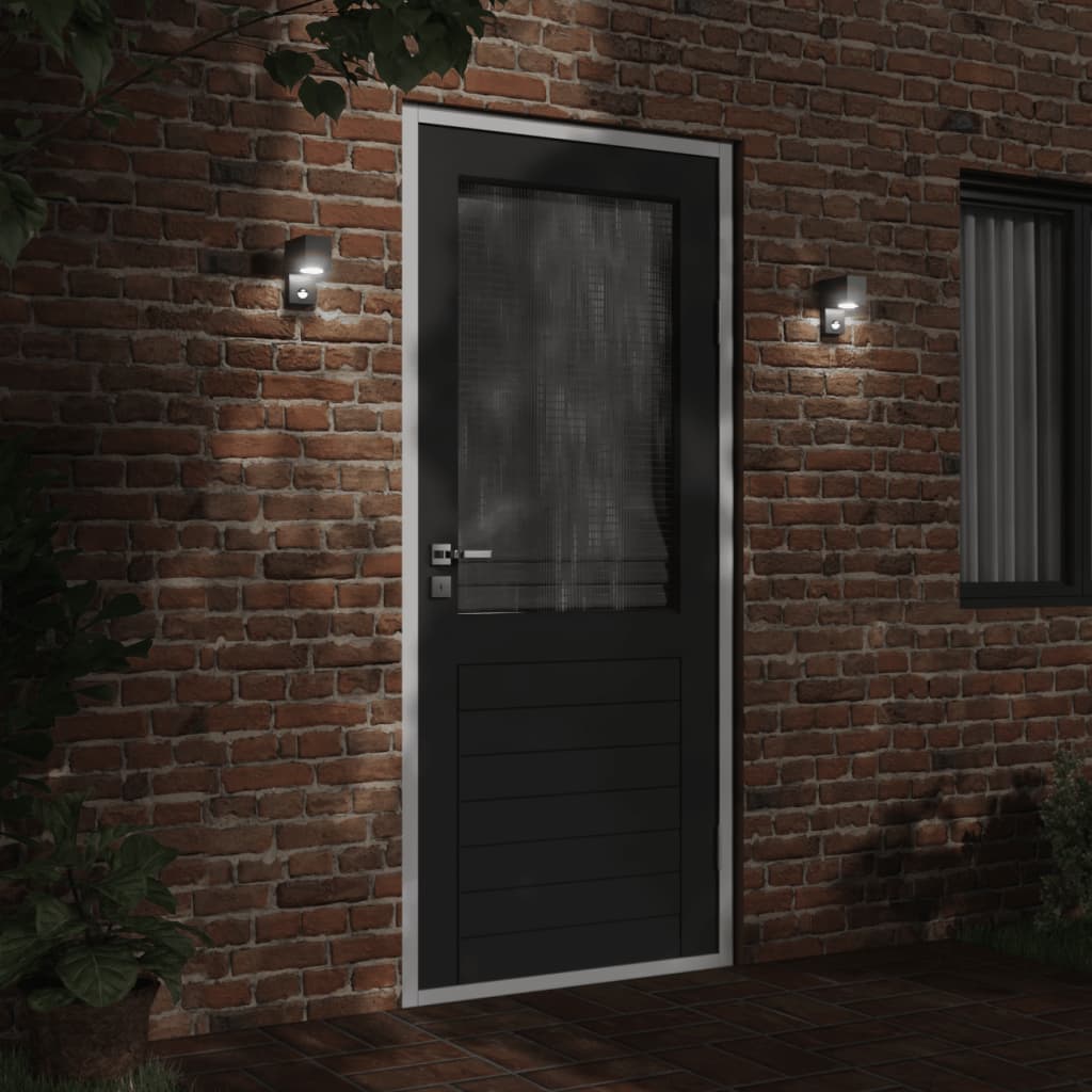 Outdoor Wall Light with Sensor Black Die-cast Aluminum
