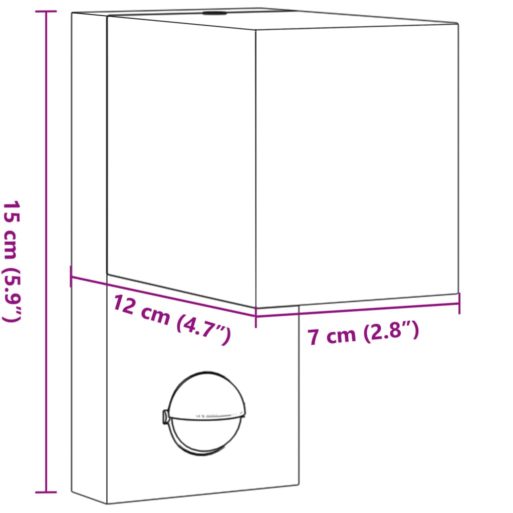 Outdoor Wall Light with Sensor Black Die-cast Aluminum