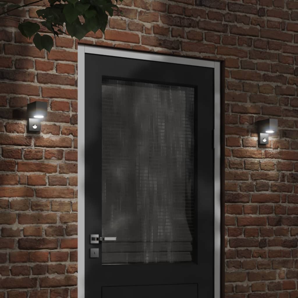Outdoor Wall Light with Sensor Black Die-cast Aluminum