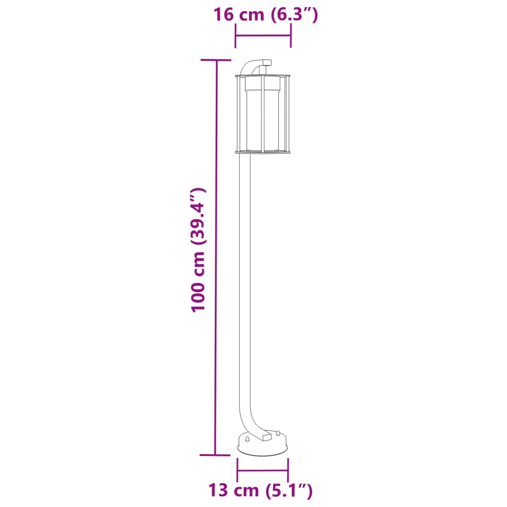 Path lights 3 pcs. Black 100 cm Stainless steel