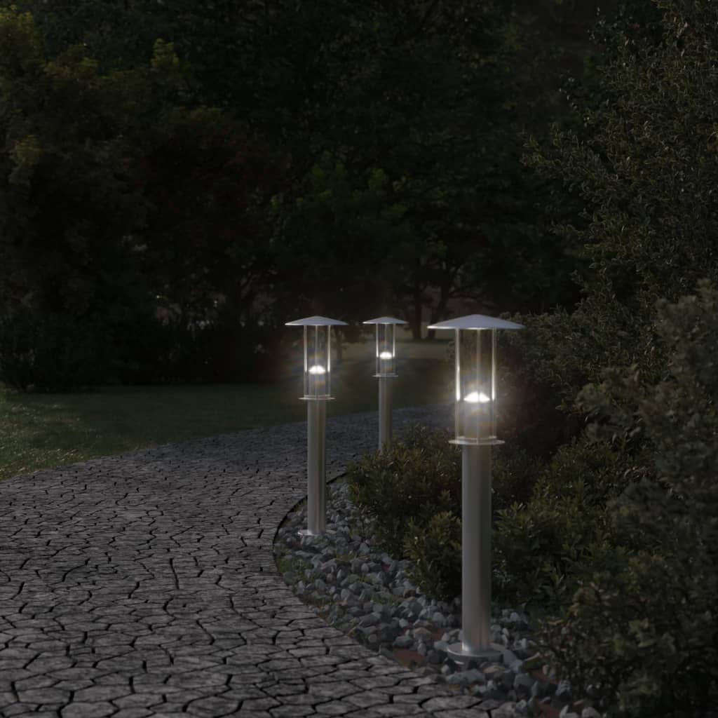 Borne lumineuse argentée 60 cm acier inoxydable