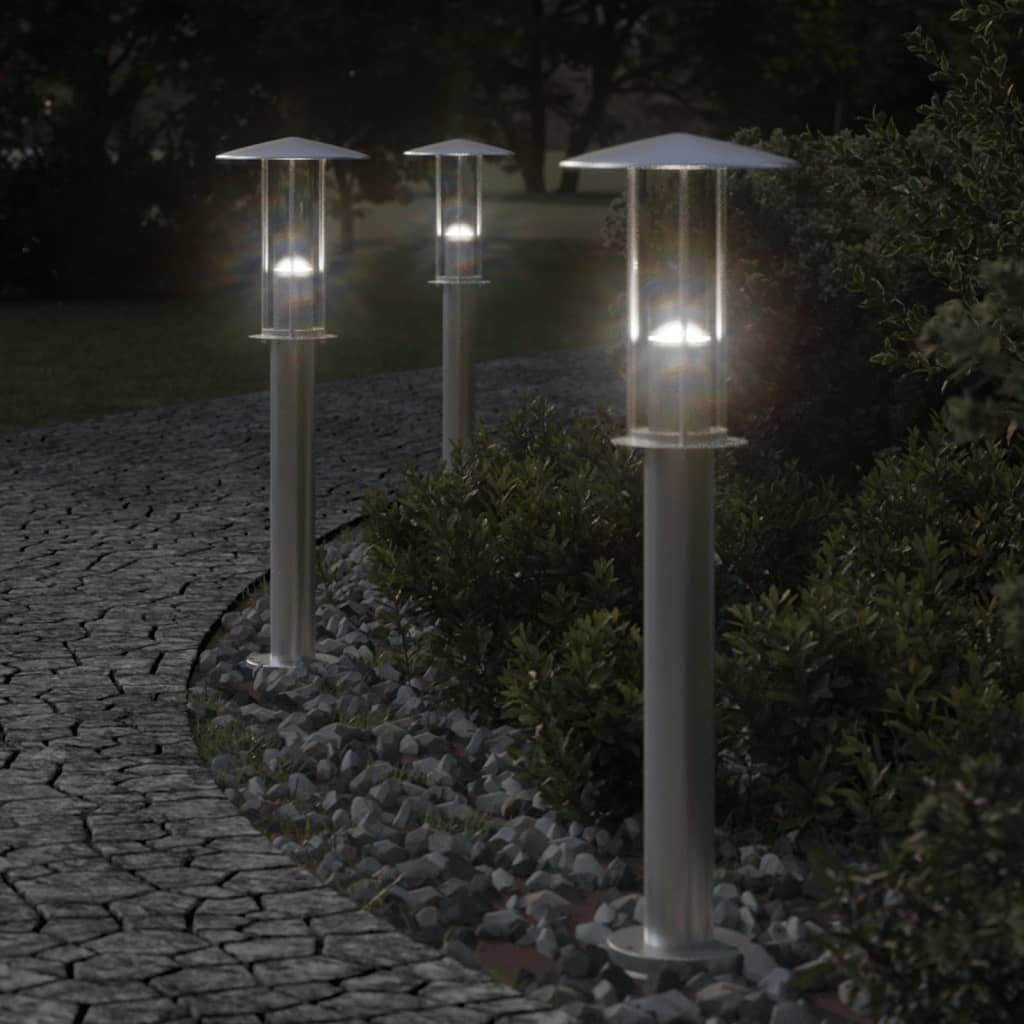 Borne lumineuse argentée 60 cm acier inoxydable