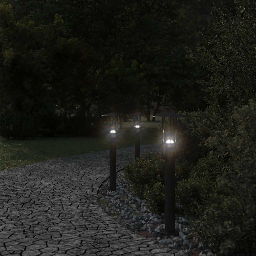 Borne lumineuse noire 60 cm acier inoxydable