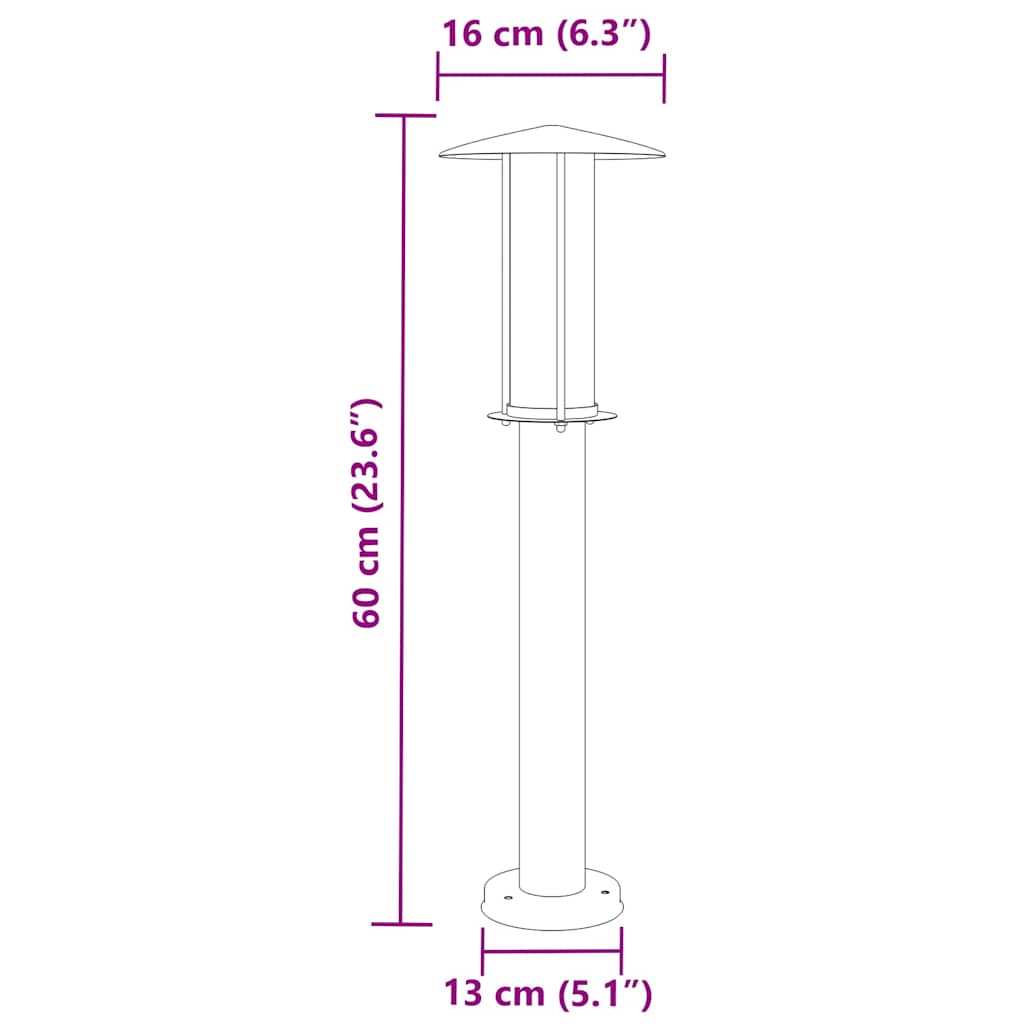 Borne lumineuse noire 60 cm acier inoxydable