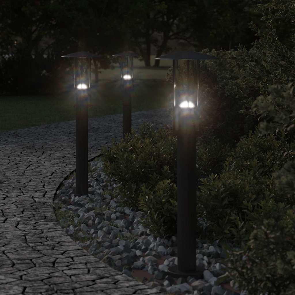 Borne lumineuse noire 60 cm acier inoxydable