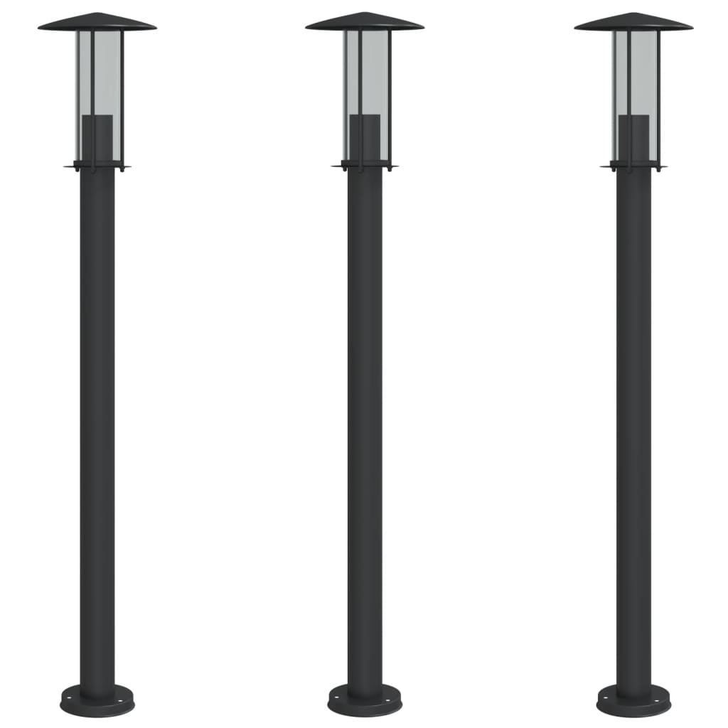 Path lights 3 pcs. Black 100 cm Stainless steel
