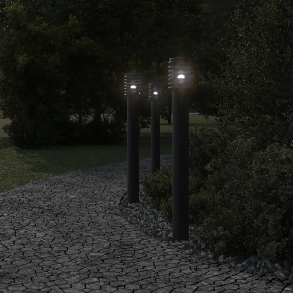 Borne lumineuse noire 110 cm acier inoxydable