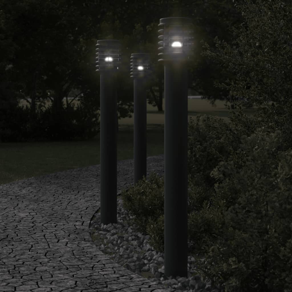 Borne lumineuse noire 110 cm acier inoxydable
