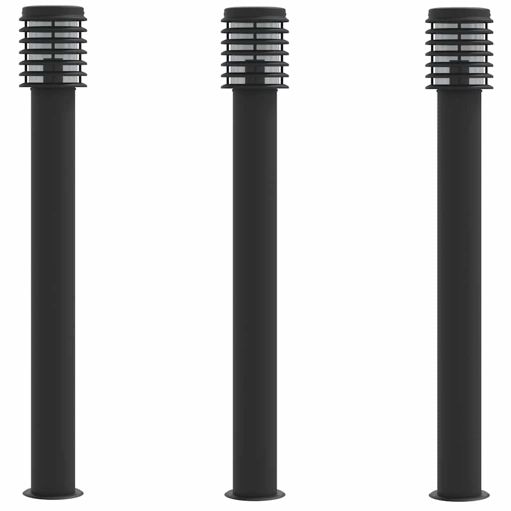 Wegeleuchten 3 Stk. Schwarz 110 cm Edelstahl