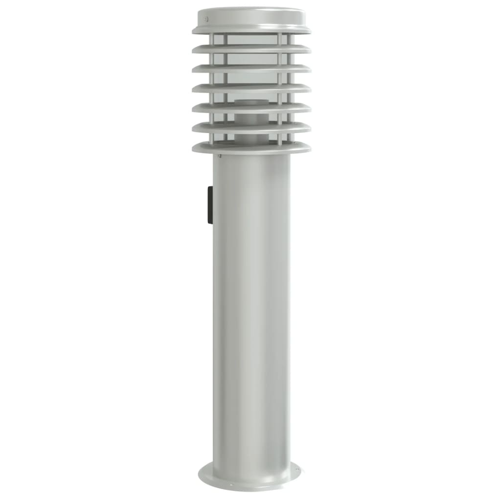 Borne lumineuse avec prise électrique argentée 60 cm acier inoxydable