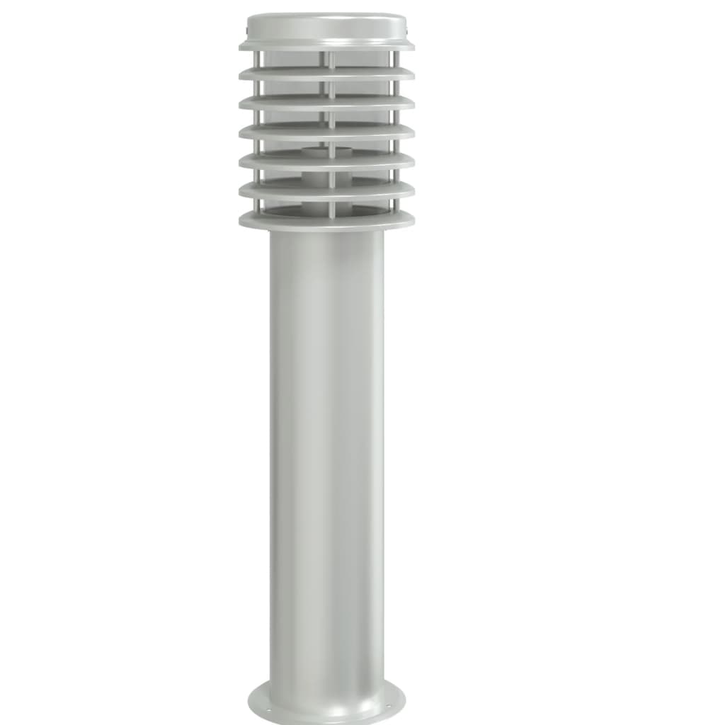 Borne lumineuse avec prise électrique argentée 60 cm acier inoxydable