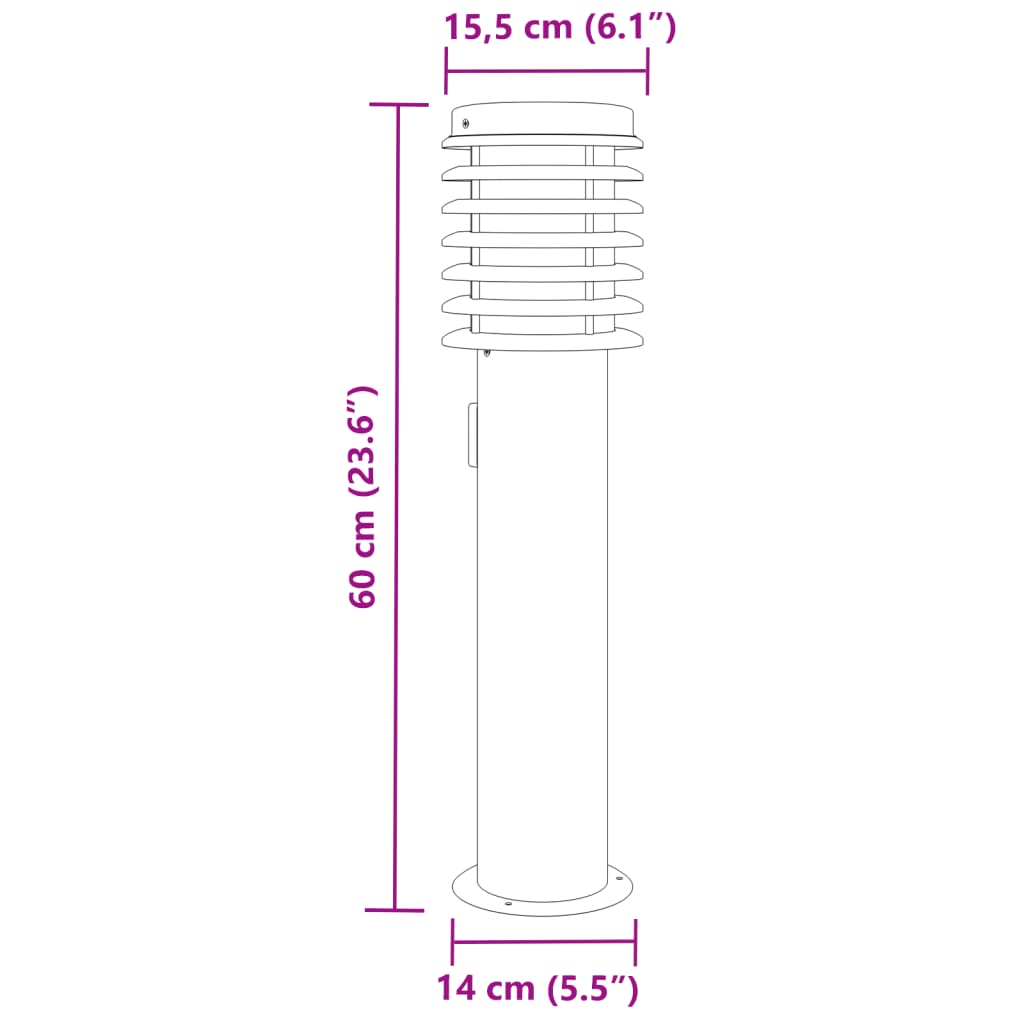 Pathway lights with socket 3 pcs. Silver 60 cm Stainless steel
