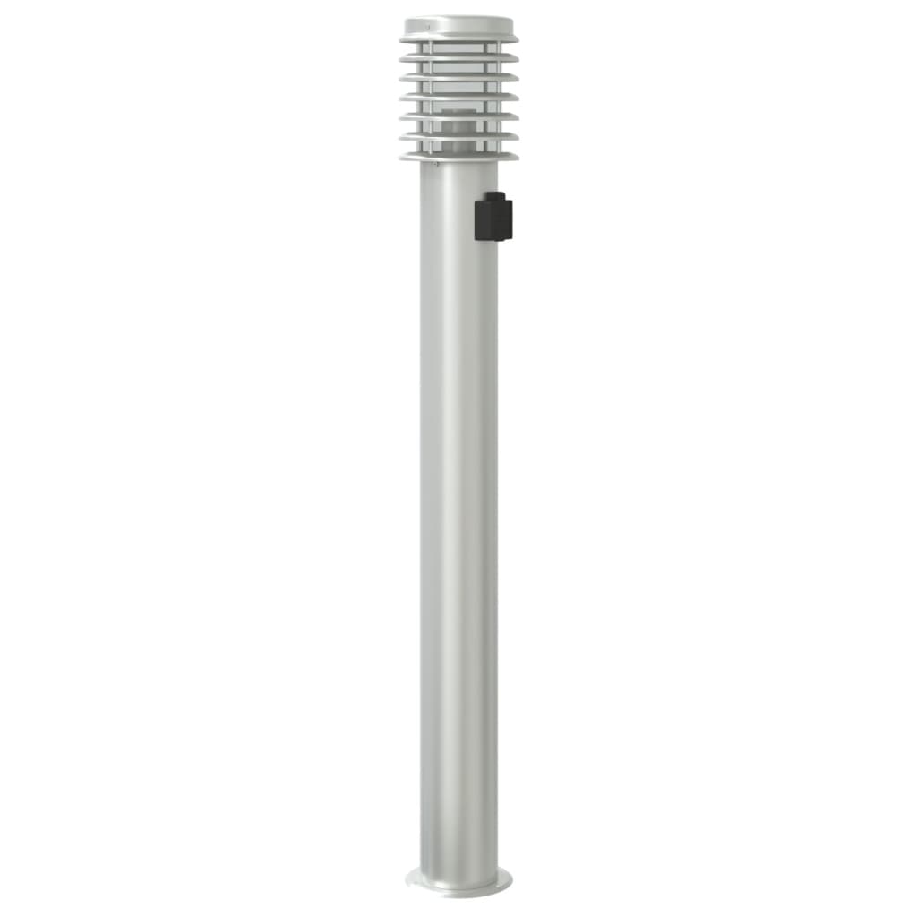 Path Lights with Socket, 3 pcs, Silver, 110 cm, Stainless Steel