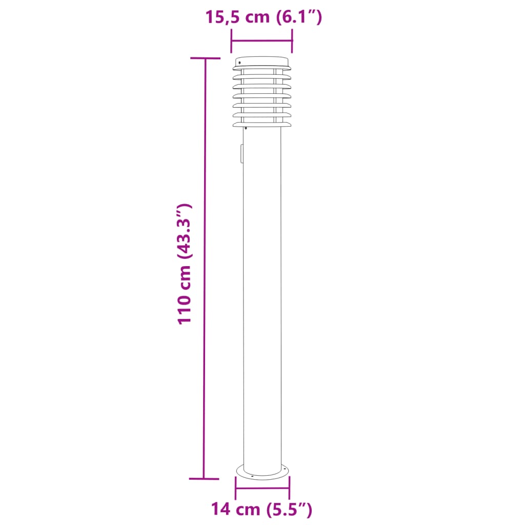 Path Lights with Socket, 3 pcs, Silver, 110 cm, Stainless Steel