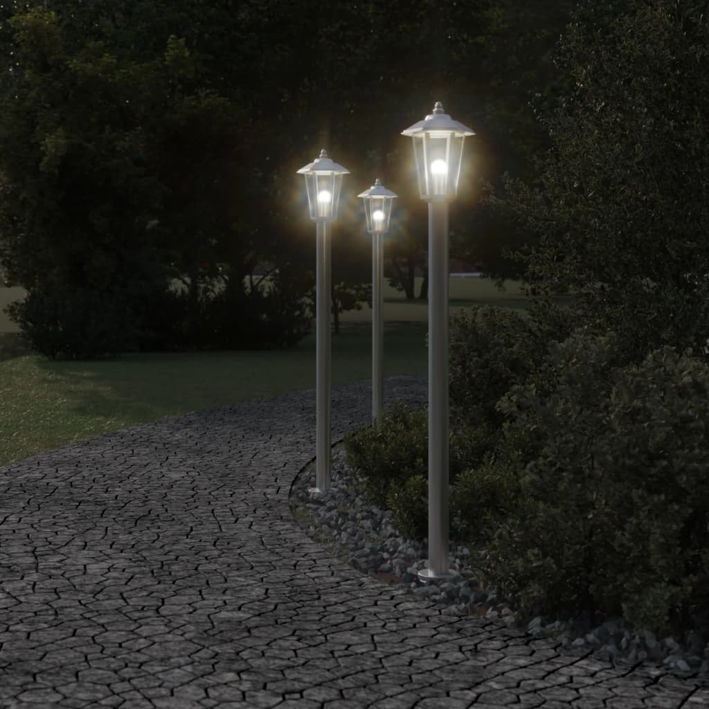 Path Lights 3 pcs. Silver 120 cm Stainless Steel